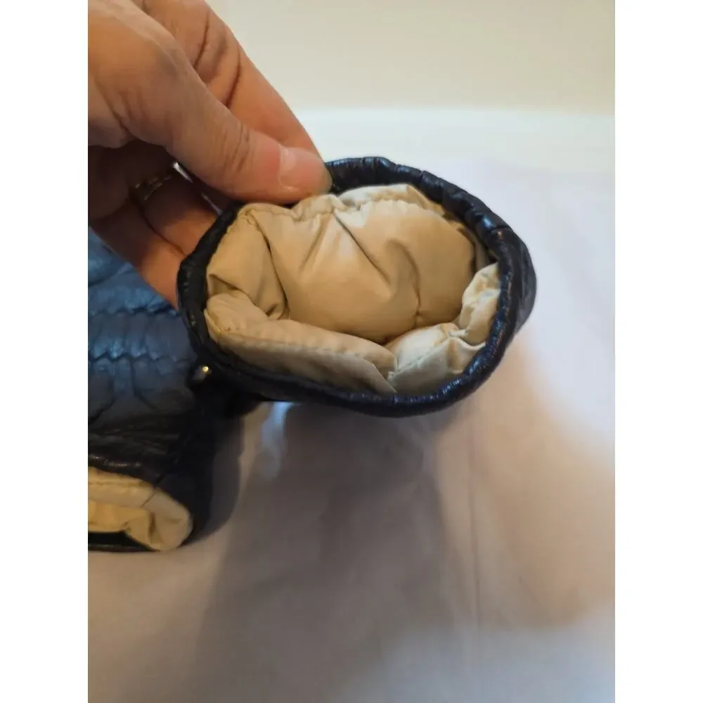 Vtg LL Bean Sta-Soft Deerskin Medium Blue Or Black Mittens